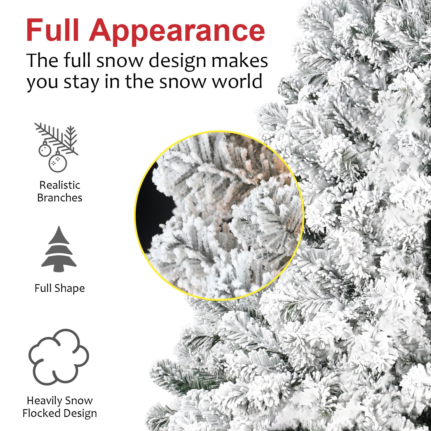 7FT Flocked Christmas Tree – Artificial Snowy Holiday Tree