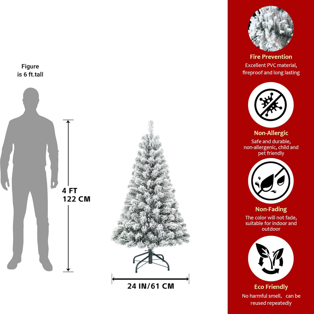 7FT Flocked Christmas Tree – Artificial Snowy Holiday Tree