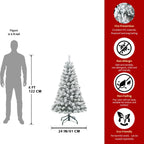 7FT Flocked Christmas Tree – Artificial Snowy Holiday Tree