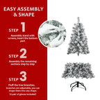 7FT Flocked Christmas Tree – Artificial Snowy Holiday Tree