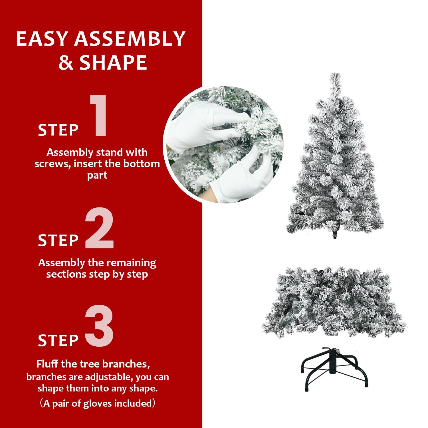 7FT Flocked Christmas Tree – Artificial Snowy Holiday Tree