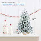 3FT Flocked Tabletop Christmas Tree with 355 Tips, Snowy PE/PVC