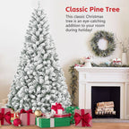7FT Flocked Christmas Tree – Artificial Snowy Holiday Tree