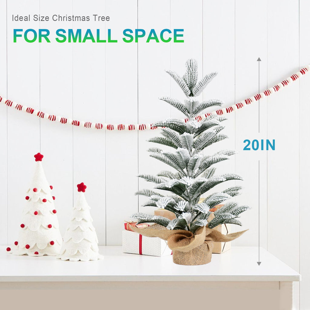 50CM Flocked Tabletop Christmas Tree, Full PE Snowy Mini Tree