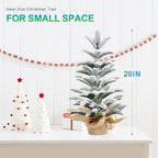 50CM Flocked Tabletop Christmas Tree, Full PE Snowy Mini Tree