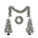 Pre-lit Christmas Artificial Tree 4-Piece Set, Garland, Wreath and Set