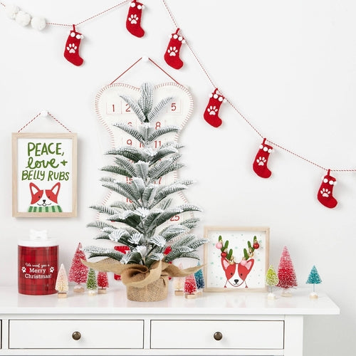 50CM Flocked Tabletop Christmas Tree, Full PE Snowy Mini Tree