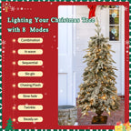 Pre-lit Christmas Artificial Tree 4-Piece Set, Garland, Wreath and Set