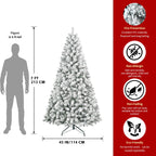 7FT Flocked Christmas Tree – Artificial Snowy Holiday Tree
