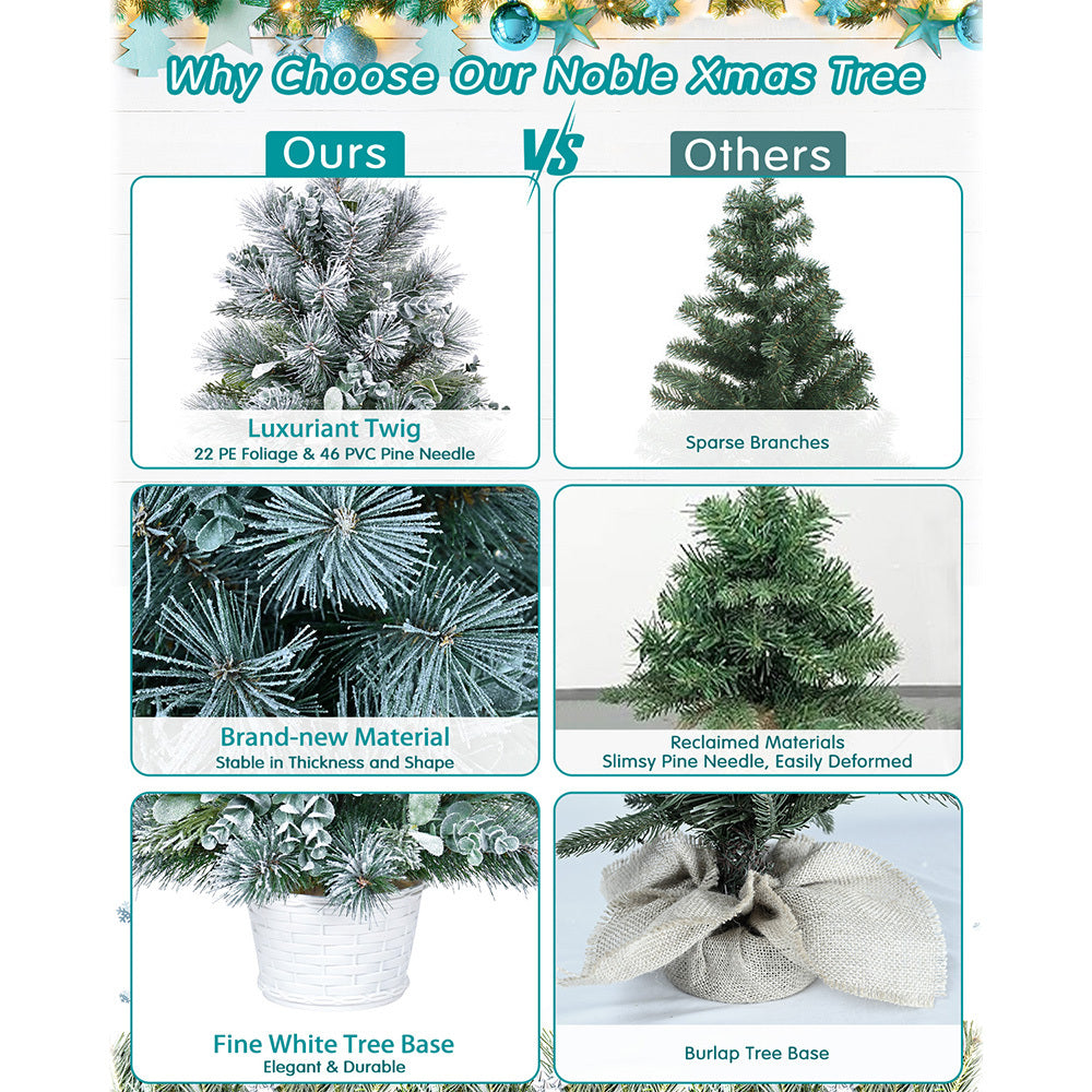 2ft Tabletop Christmas Tree with Eucalyptus & Pine Needle Accents