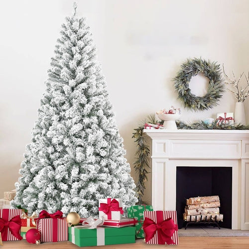 7FT Flocked Christmas Tree – Artificial Snowy Holiday Tree