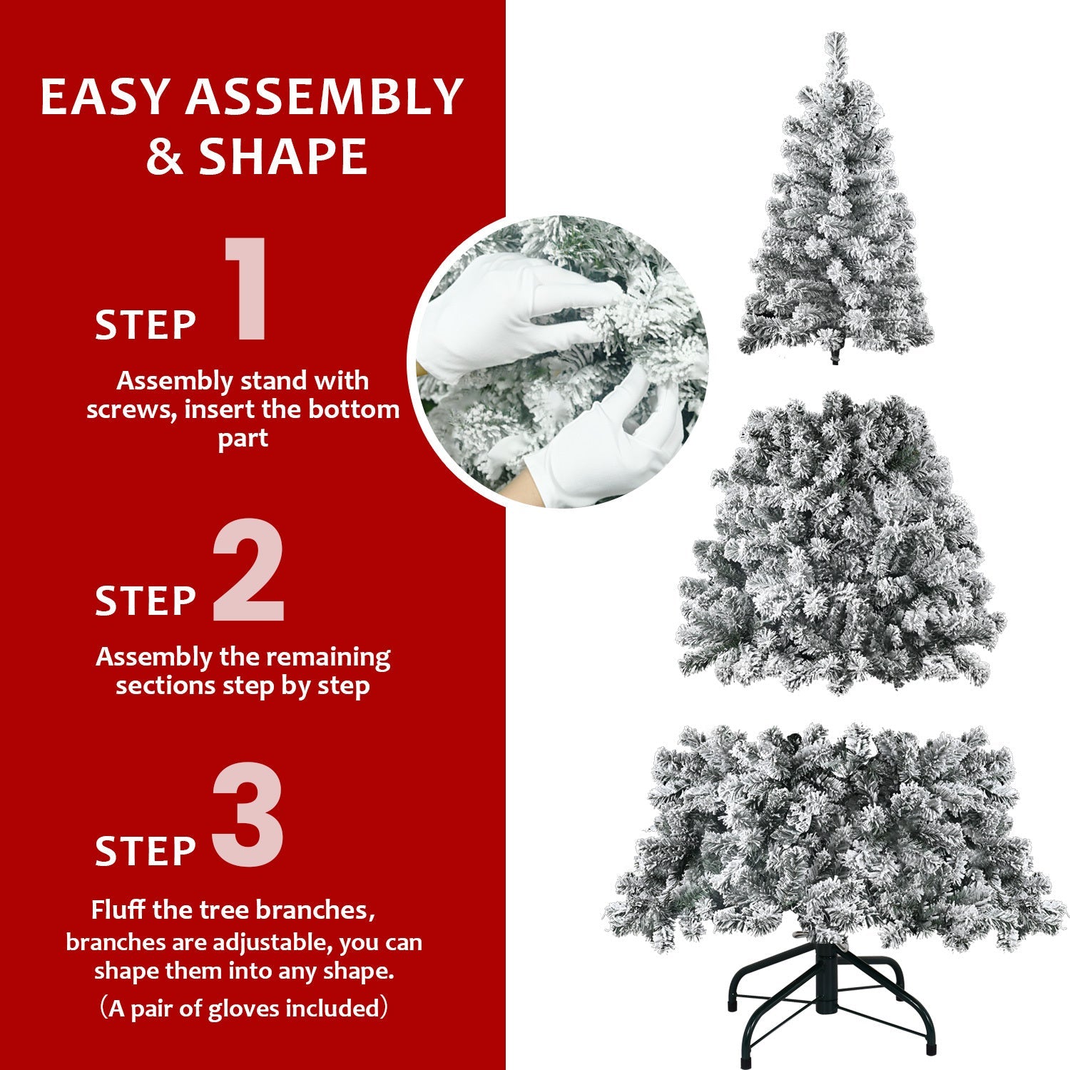7FT Flocked Christmas Tree – Artificial Snowy Holiday Tree