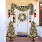 Pre-lit Christmas Artificial Tree 4-Piece Set, Garland, Wreath and Set
