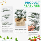 50CM Flocked Tabletop Christmas Tree, Full PE Snowy Mini Tree