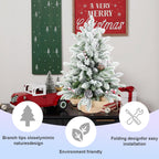 3FT Flocked Tabletop Christmas Tree with 355 Tips, Snowy PE/PVC