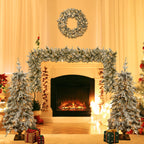 Pre-lit Christmas Artificial Tree 4-Piece Set, Garland, Wreath and Set