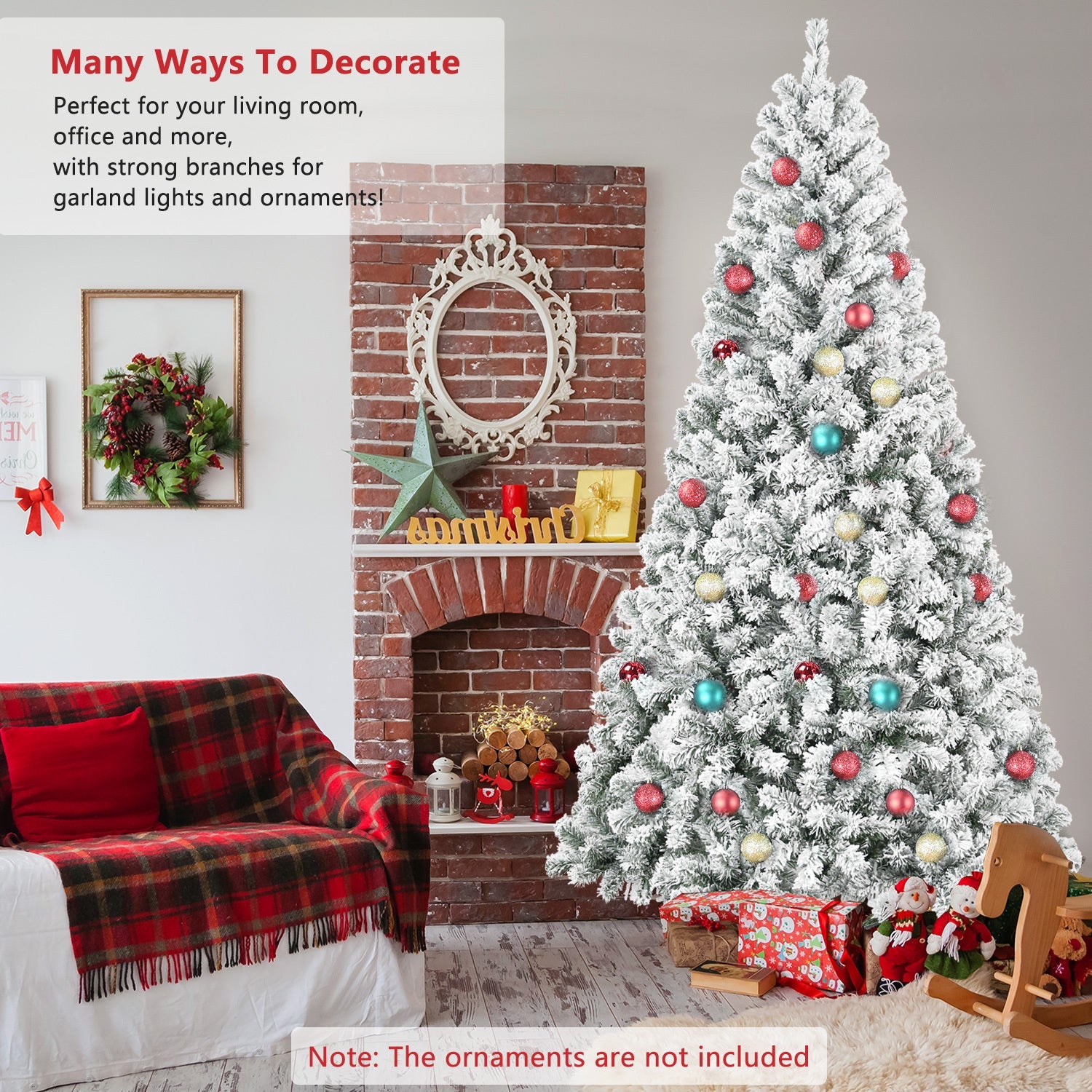7FT Flocked Christmas Tree – Artificial Snowy Holiday Tree