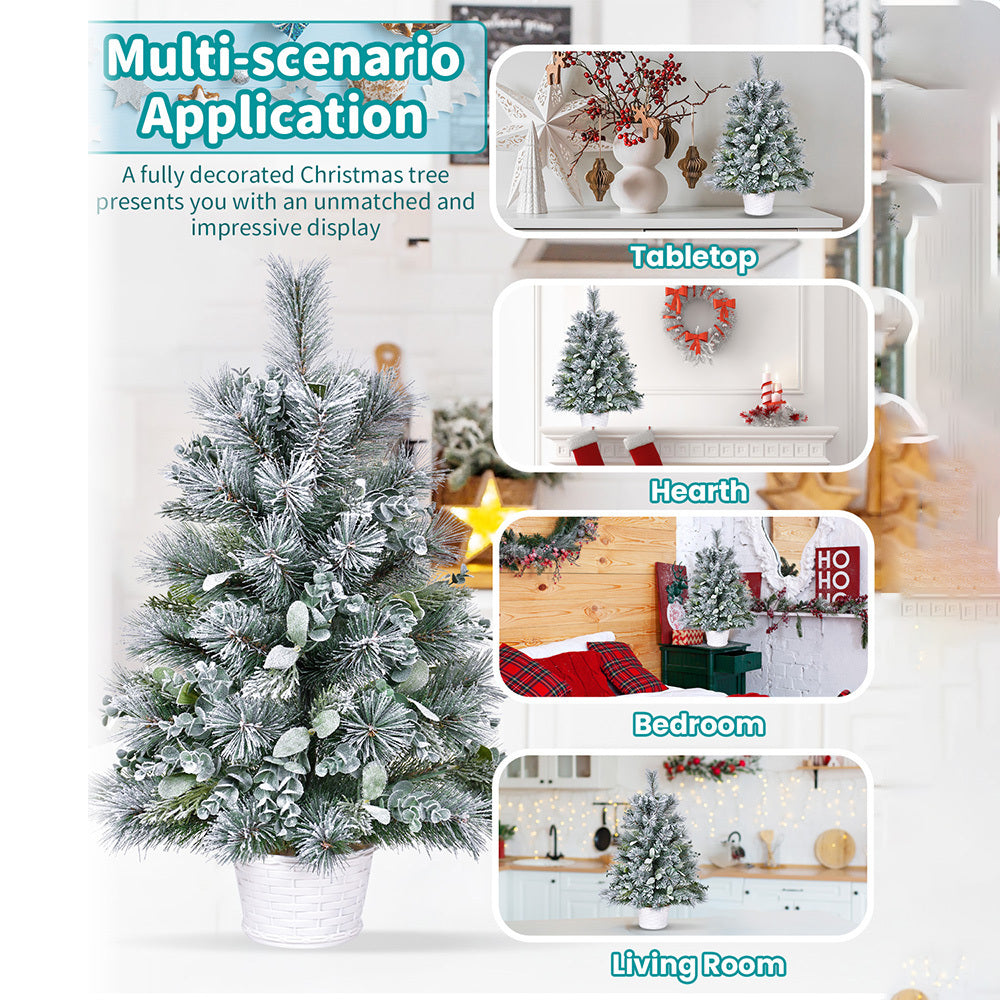 2ft Tabletop Christmas Tree with Eucalyptus & Pine Needle Accents