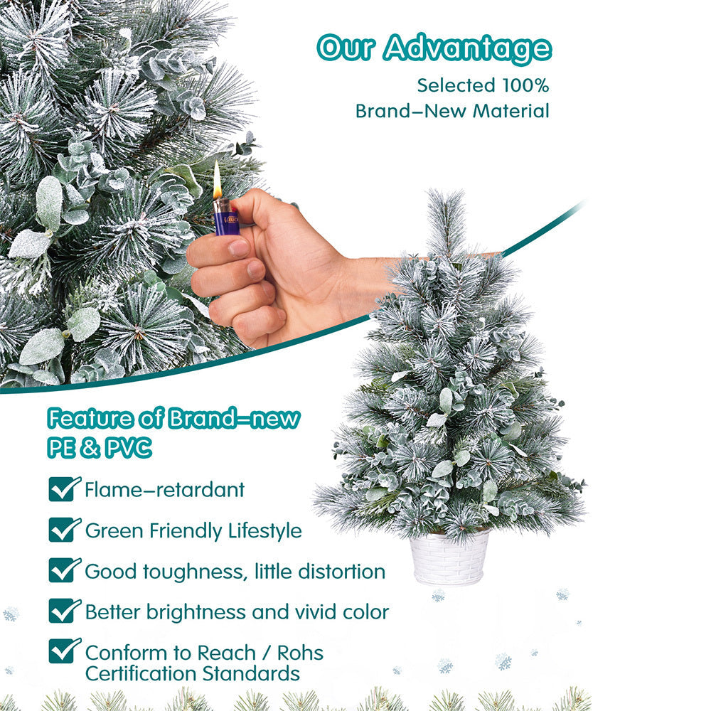 2ft Tabletop Christmas Tree with Eucalyptus & Pine Needle Accents
